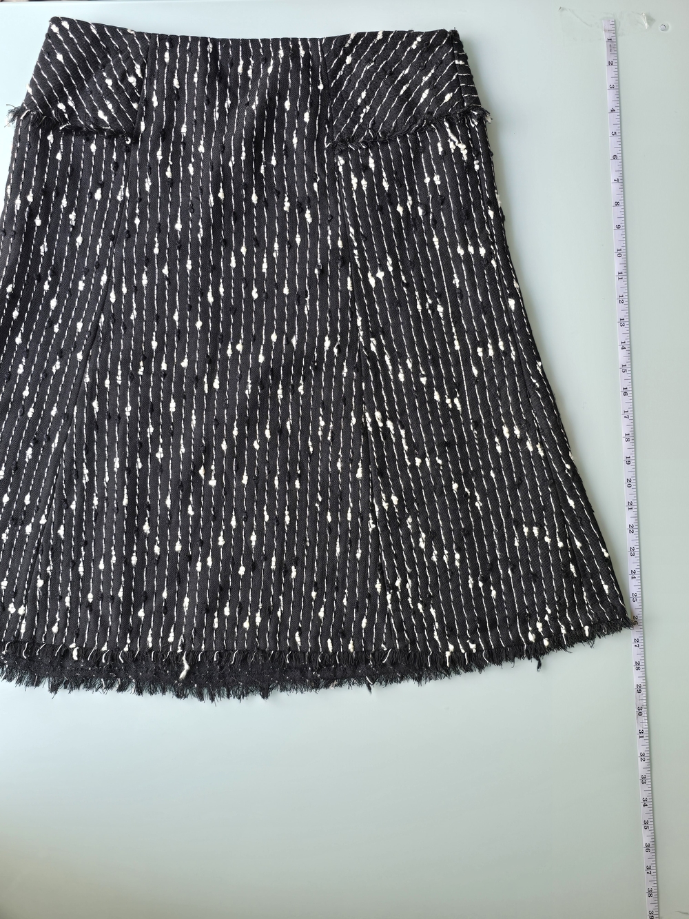 Vintage I.C.E. Black and White Striped Fringe Skirt - Size 12